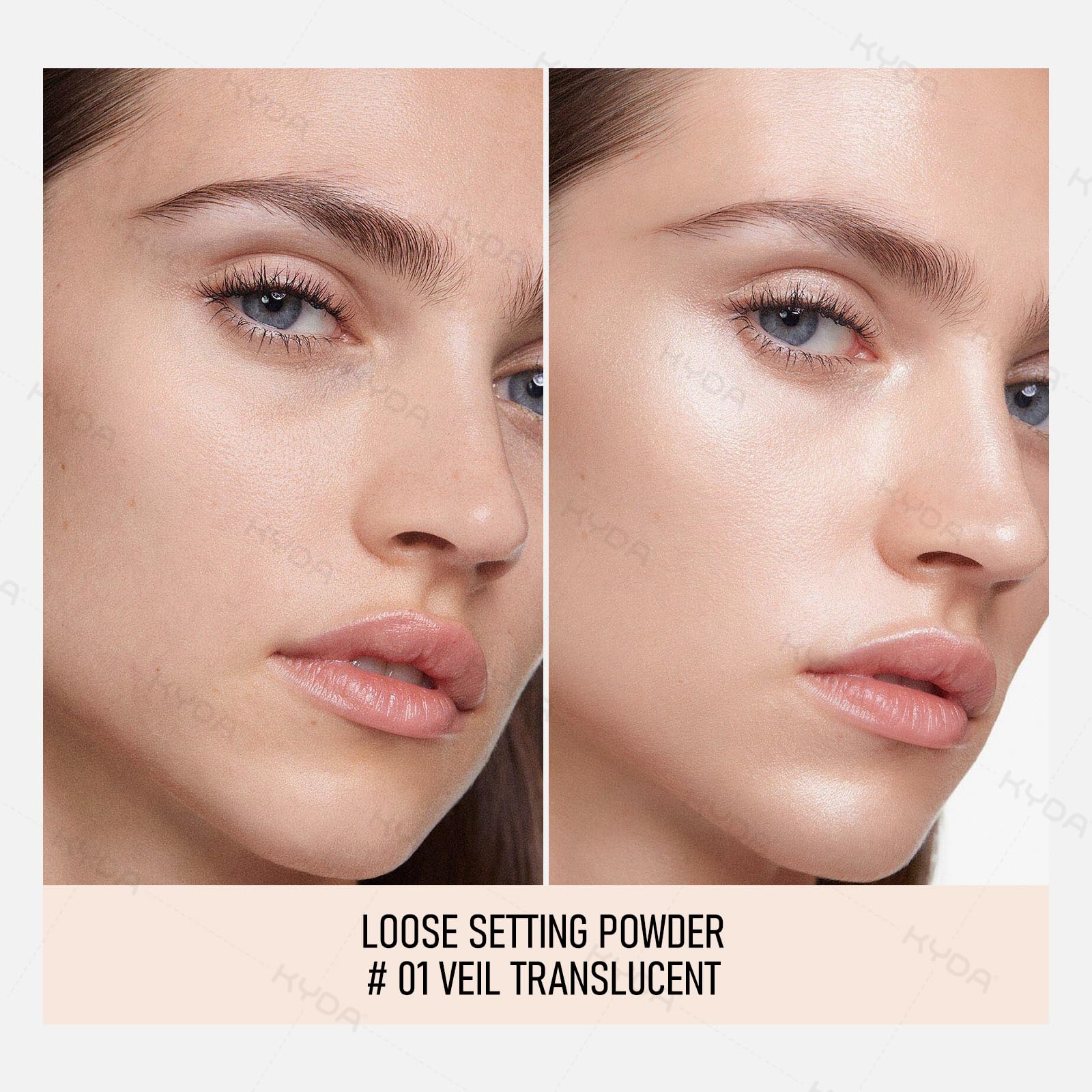 KYDA close-up texture of micro-fine pearl powder for a soft luminous finish