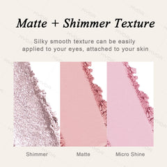 KYDA swatches on skin showing matte and shimmer payoff and blendability