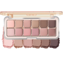 KYDA palette front open showing 12 grey-pink shades and case for easy selection