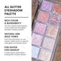 KYDA close-up of glitter pan revealing fine sparkle and rich payoff