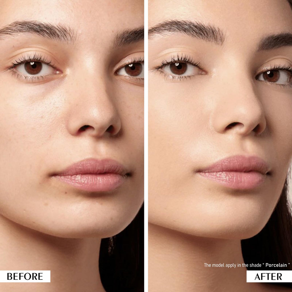 KYDA powder swatch on skin illustrating natural porcelain coverage