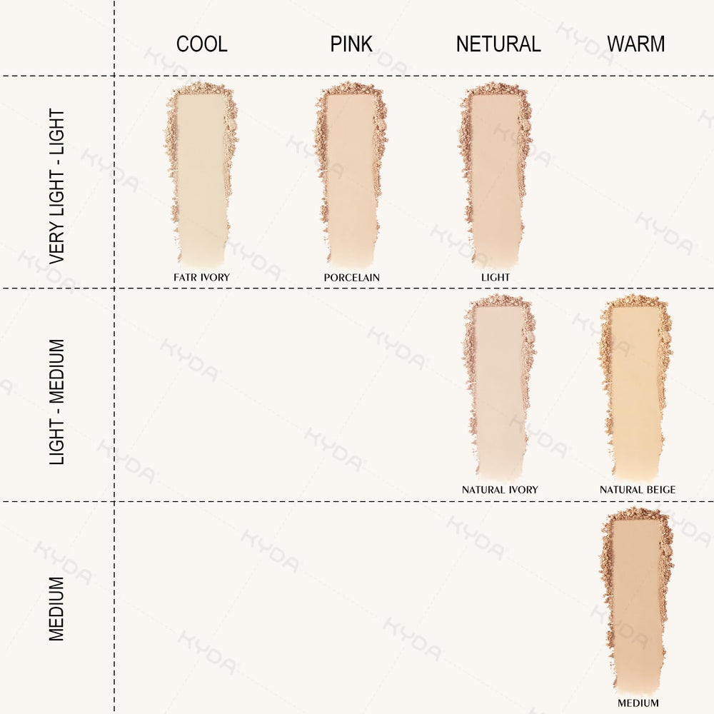 KYDA powder blended on skin macro view showing natural matte effect