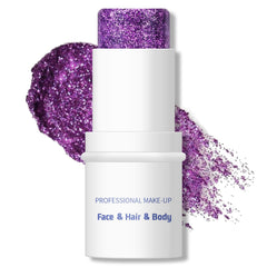 KYDA purple glitter stick front view showing compact design and easy use benefit