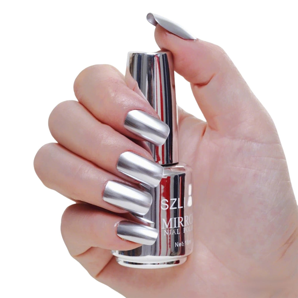 KYDA bottle front view showing compact 18ml size and glossy silver finish benefit