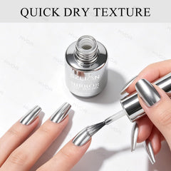 KYDA hand applying polish demonstrating effortless at-home mirror manicure benefit