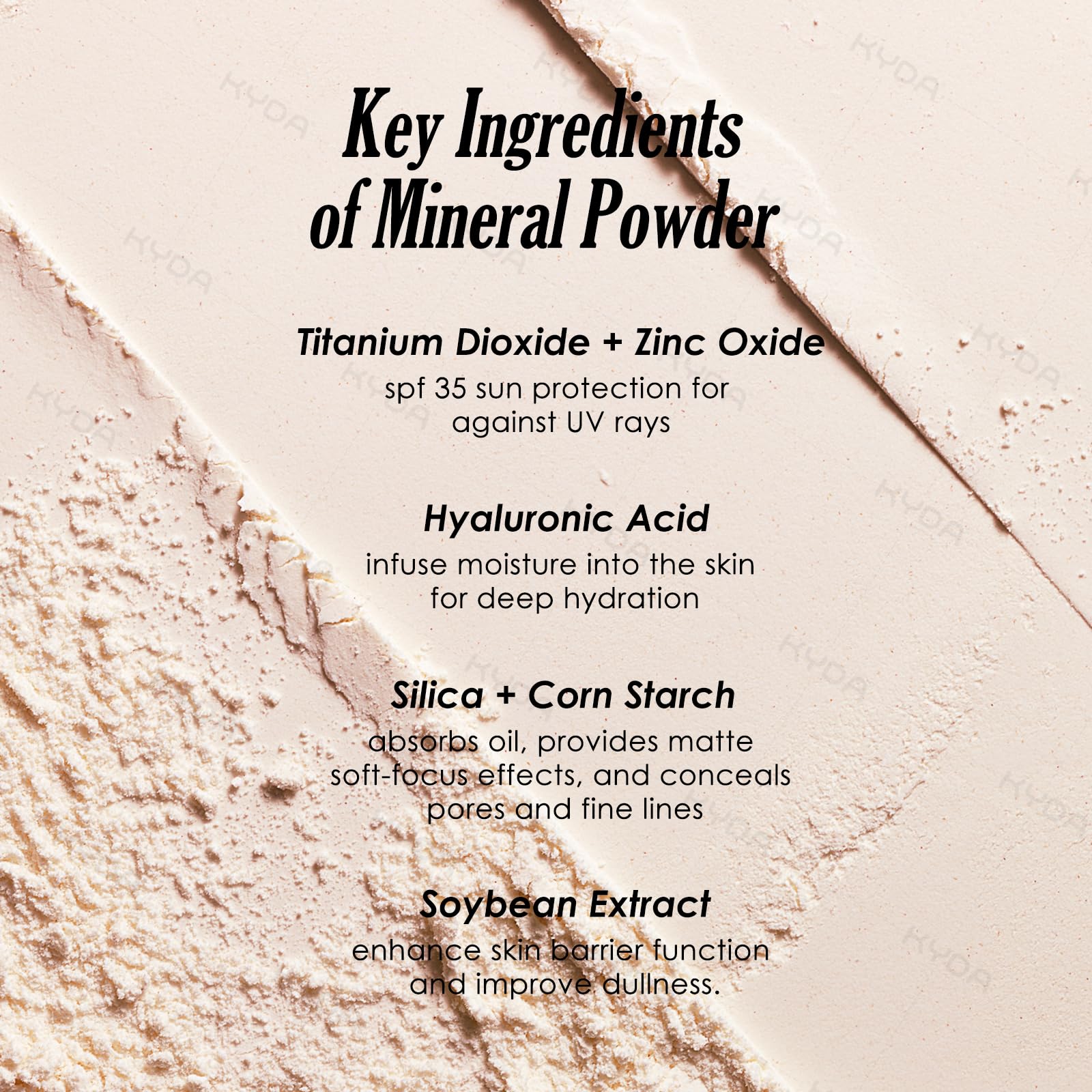 KYDA powder jar in hand showing compact scale and on-the-go use