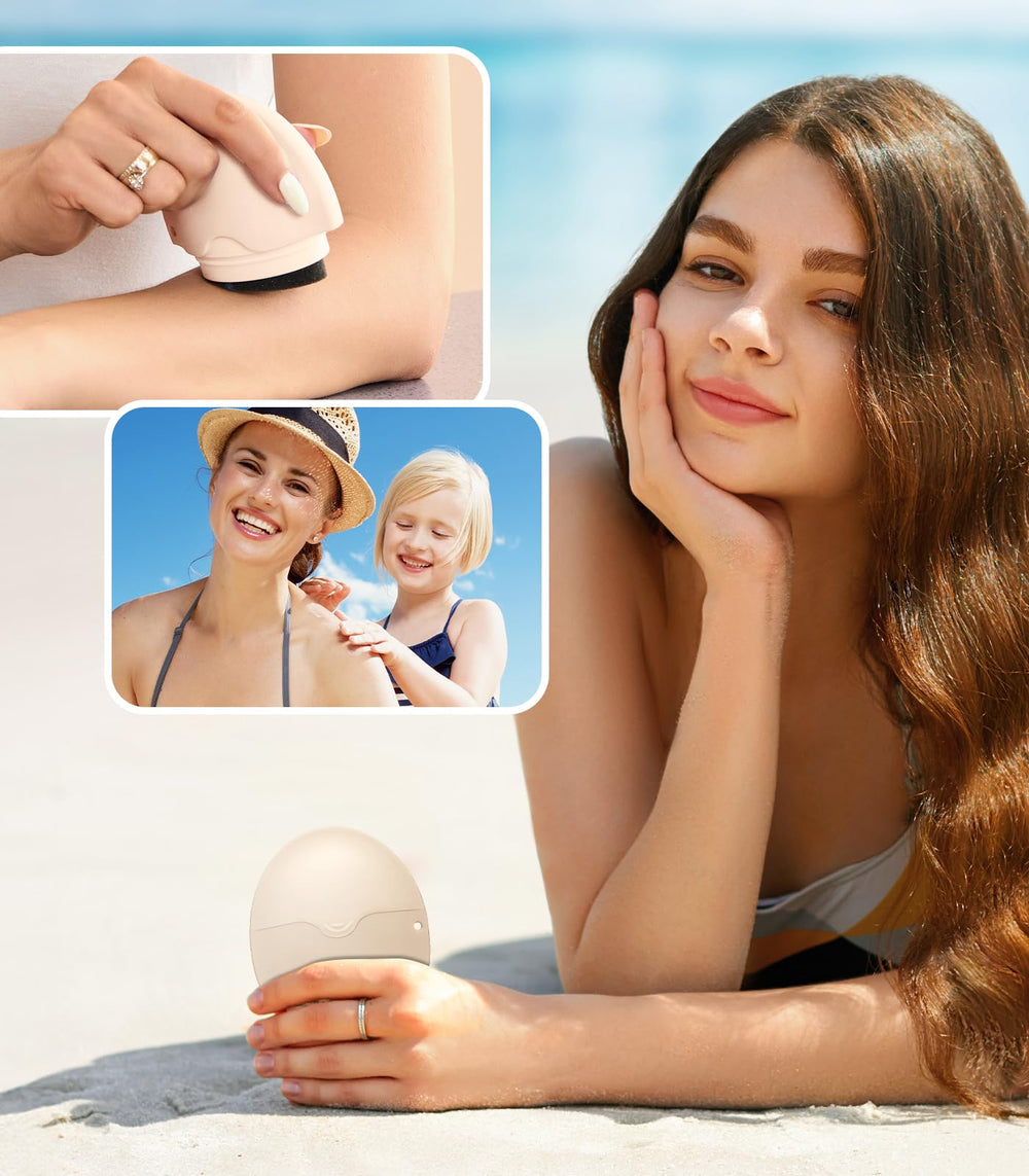 KYHDIYA child applying sunscreen outdoors encouraging independent, cleaner application