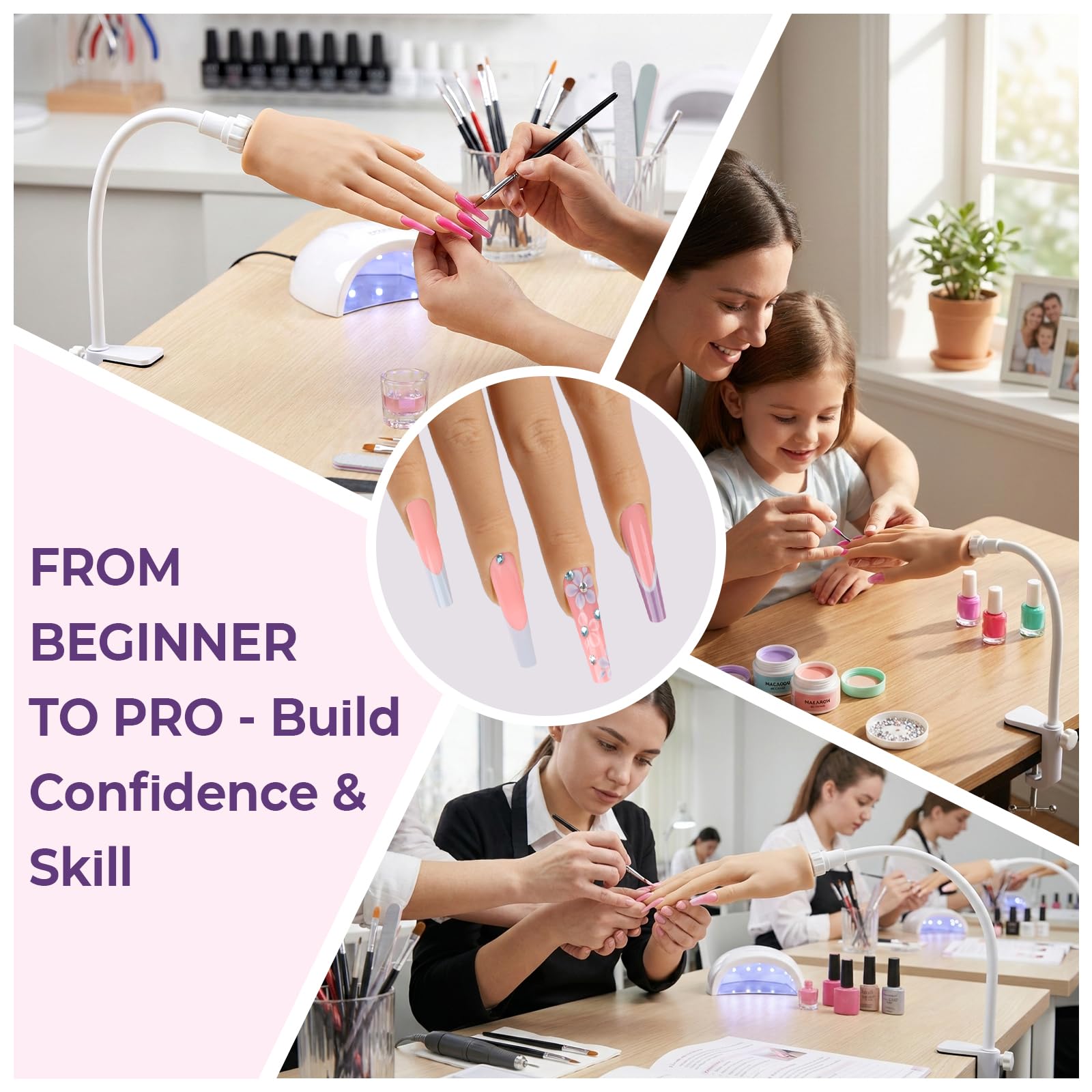 KZAOPZ hand in use for acrylic application illustrates realistic technique training