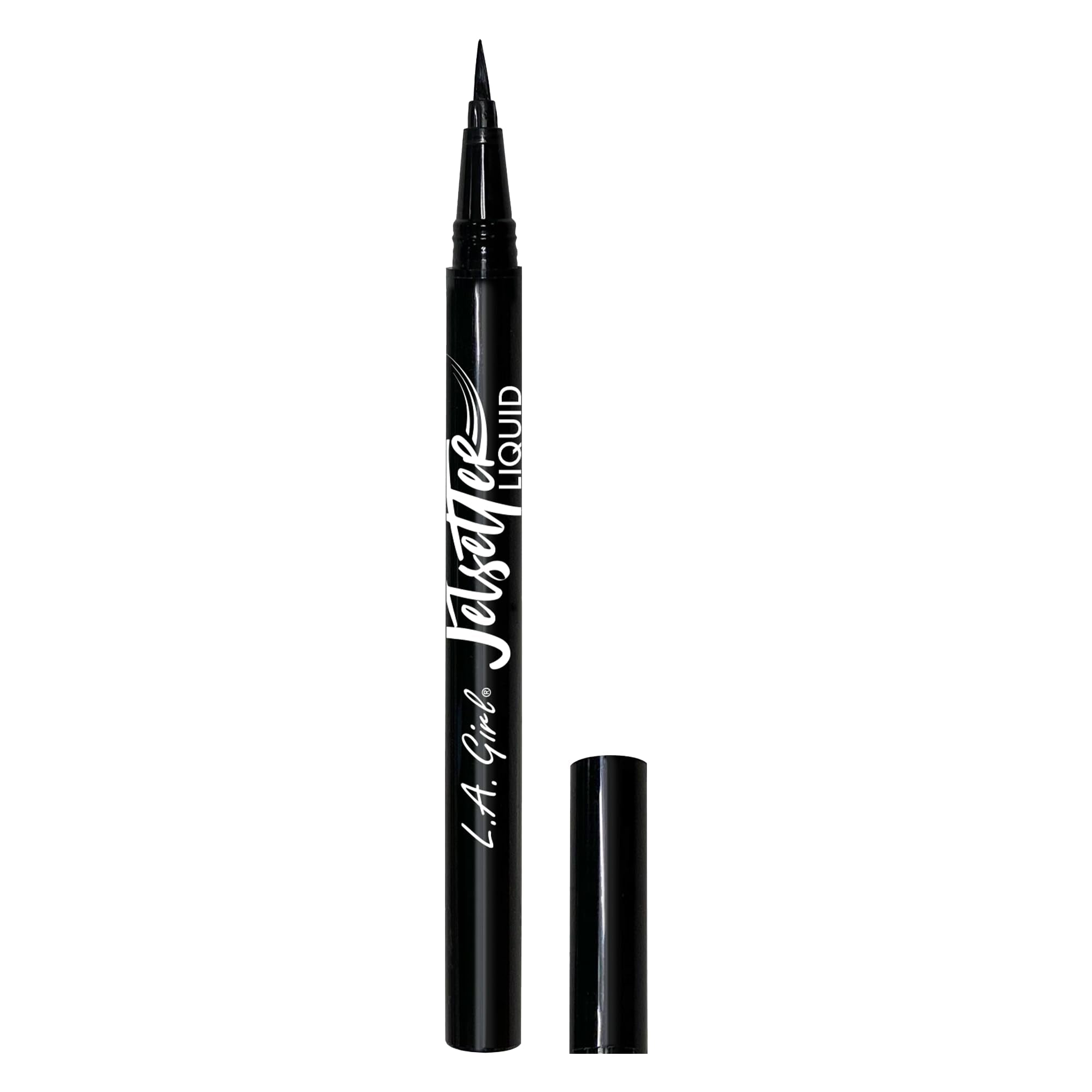 L.A. Girl single sweep of liner on skin showing intense matte black