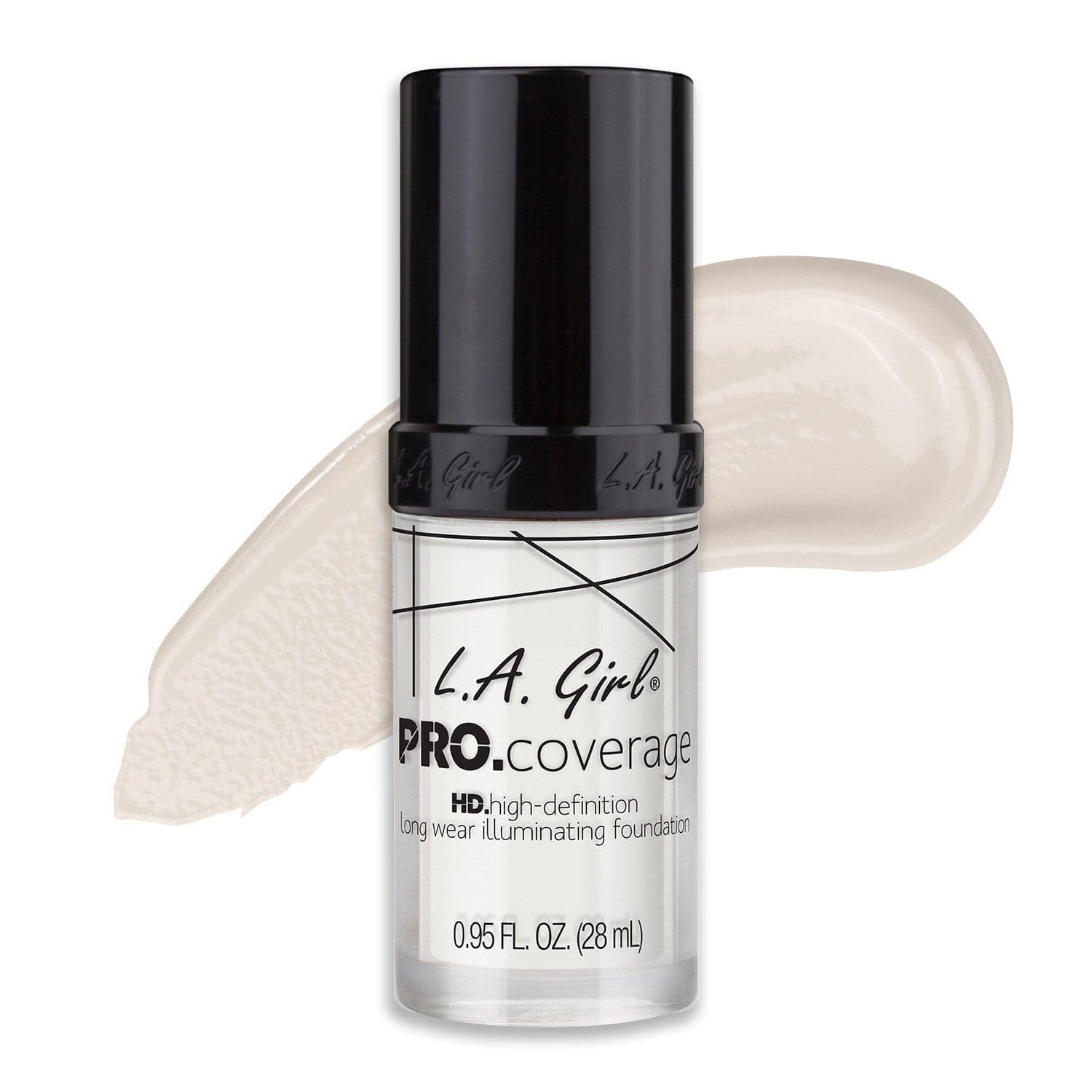 L.A. Girl front packaging showing bottle and branding, easy identification benefit