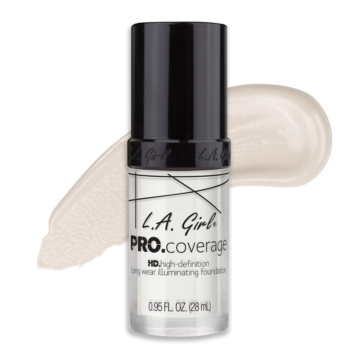 L.A. Girl front packaging showing bottle and branding, easy identification benefit