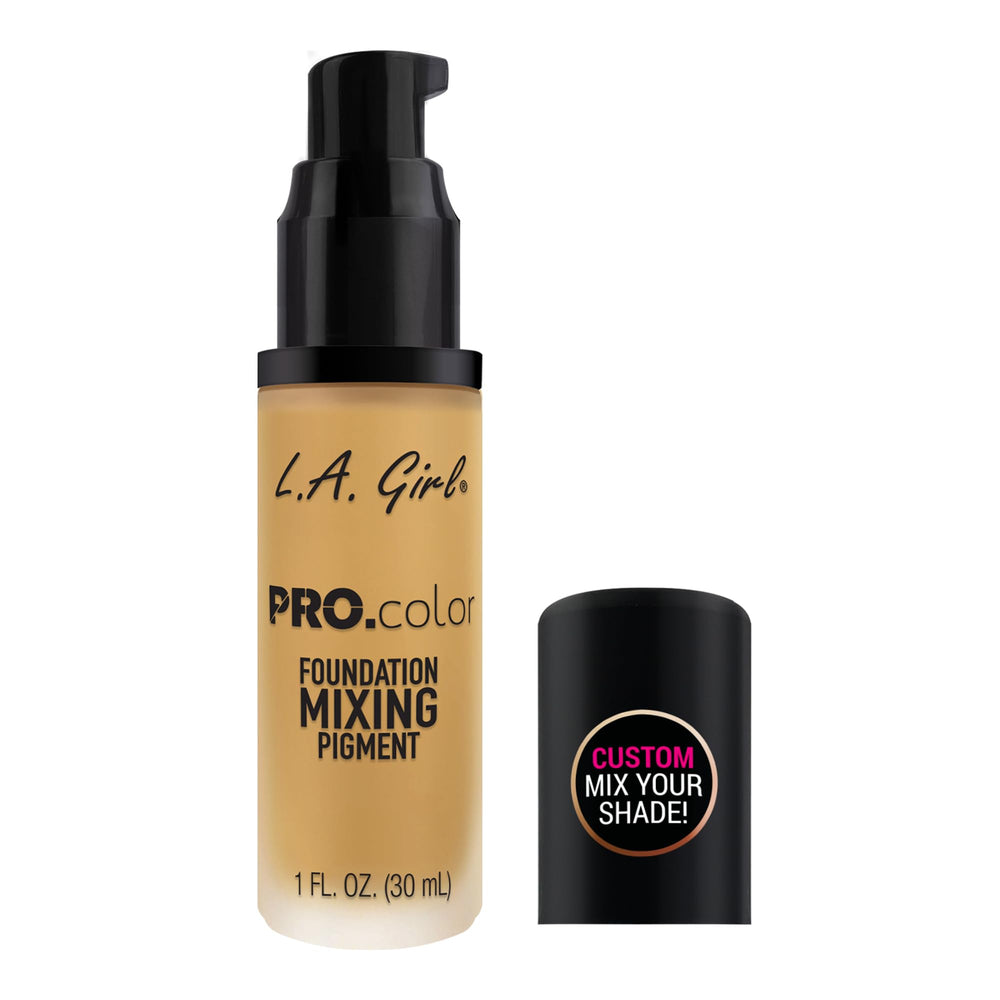 L.A. Girl pigment dropper dispensing yellow tone, precise color correction benefit