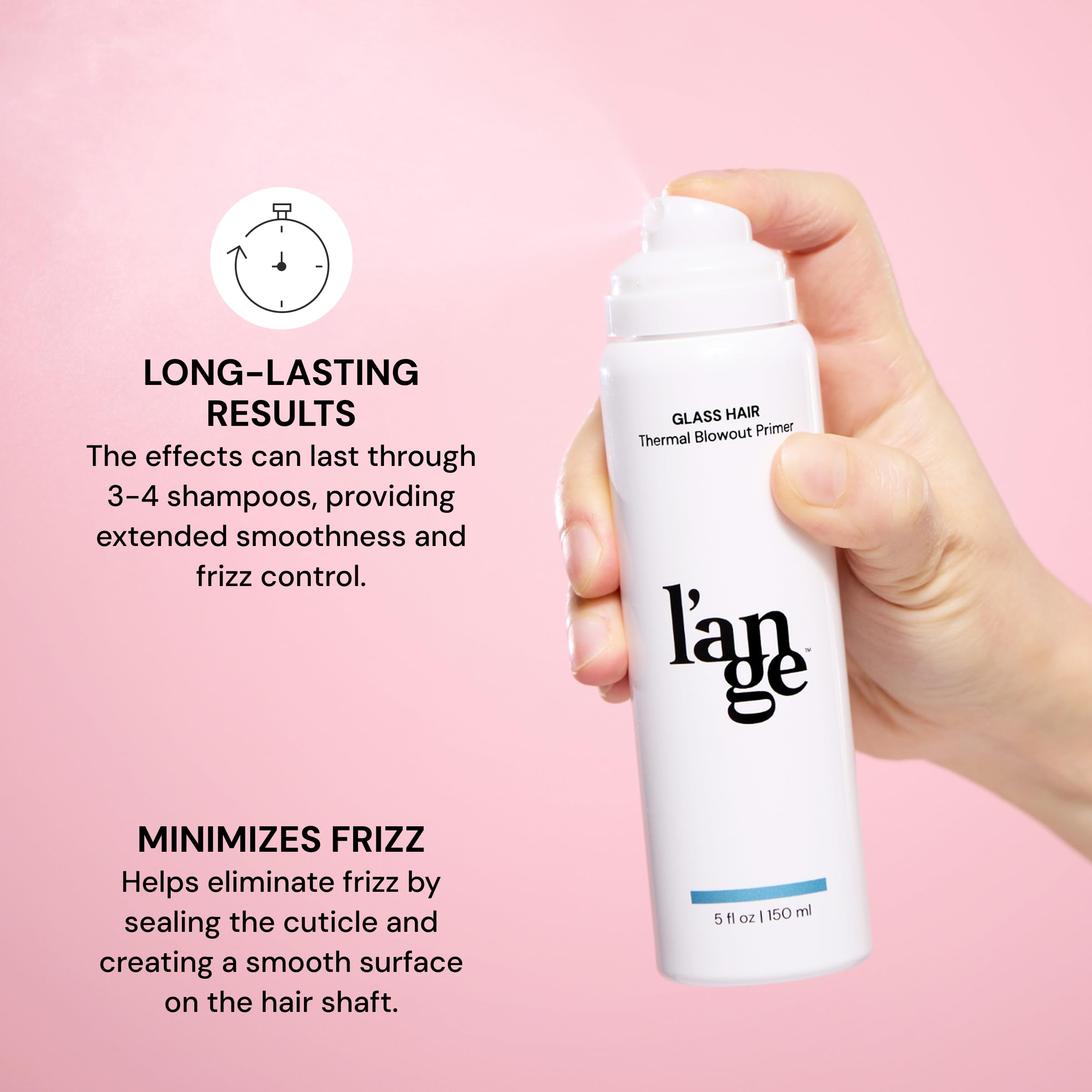 L'ANGE HAIR spray action on damp hair demonstrating even lightweight coverage