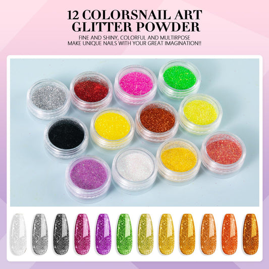 L-Bulice glitter powders open jars displaying vibrant colors for creative finishes