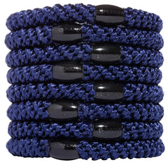 L. Erickson front packaging showing navy hair ties and branding benefit: neat storage