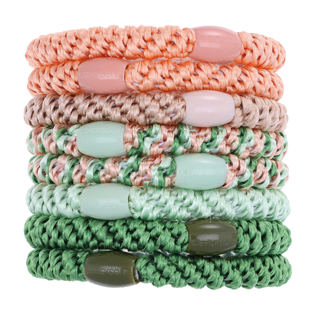 L. Erickson front packaging showing eight Lily Pad hair ties and color mix benefit