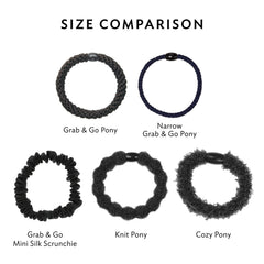 L. Erickson hair ties styled on a vanity illustrating feminine colors and daily-ready design