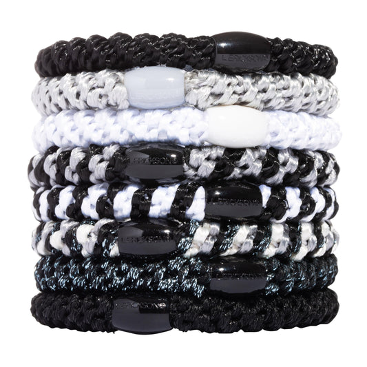 L. Erickson front pack shot showing eight Night Owl hair ties and convenience