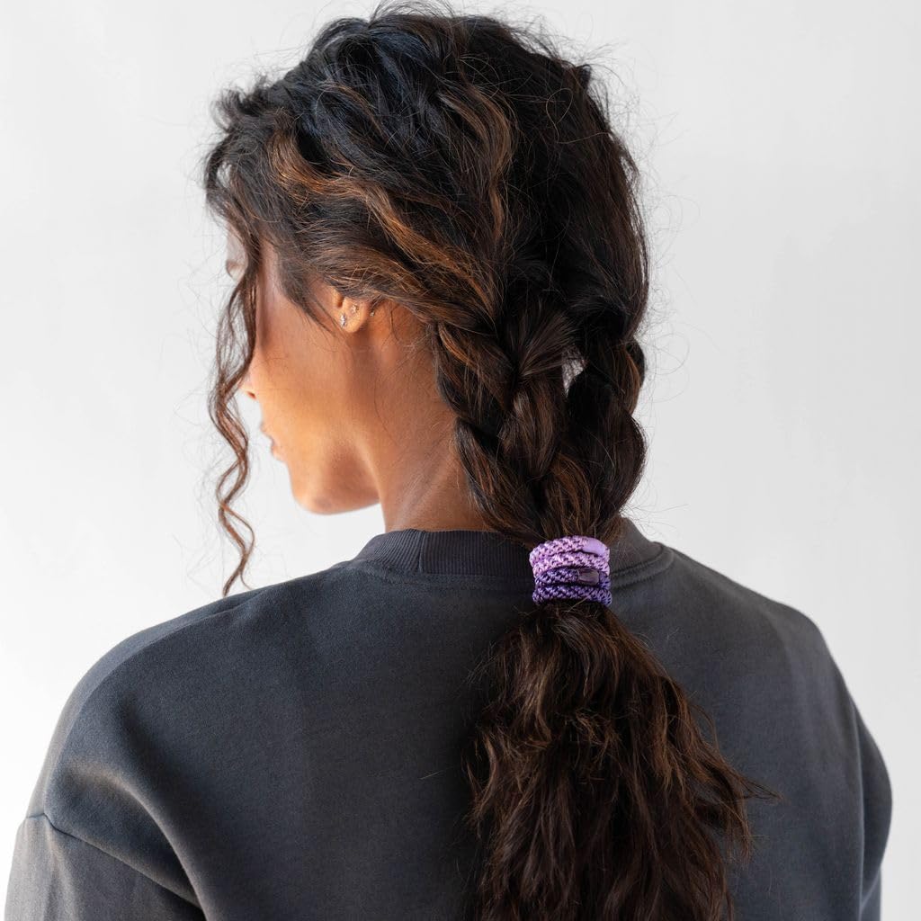 L. Erickson hair tie used during workout highlighting slip-resistant performance