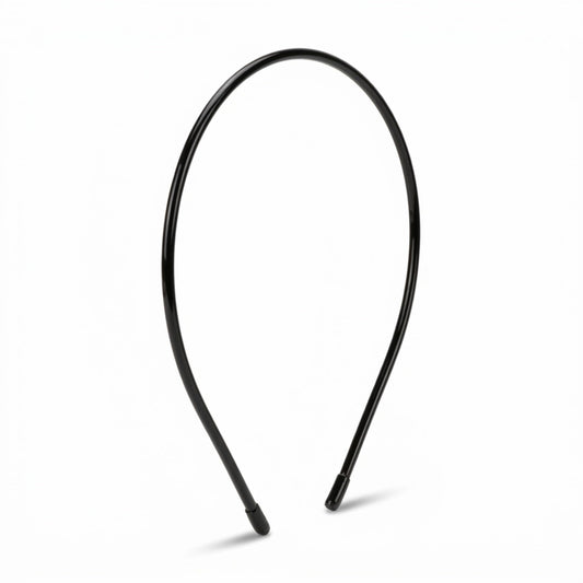 L. Erickson front view of black twiggy headband shows sleek hold and chic finish