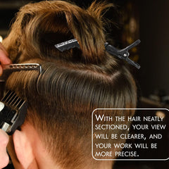 L3 clips in use sectioning hair to aid precise cutting and styling