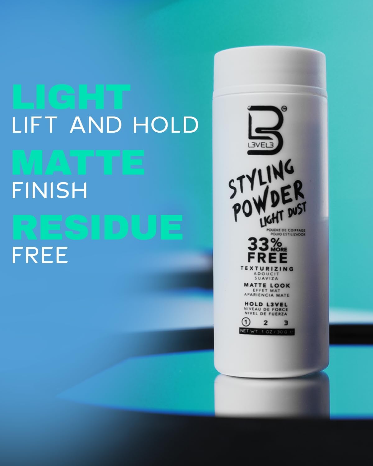 L3 Level 3 application in hands demonstrating simple sprinkle-and-tousle benefit