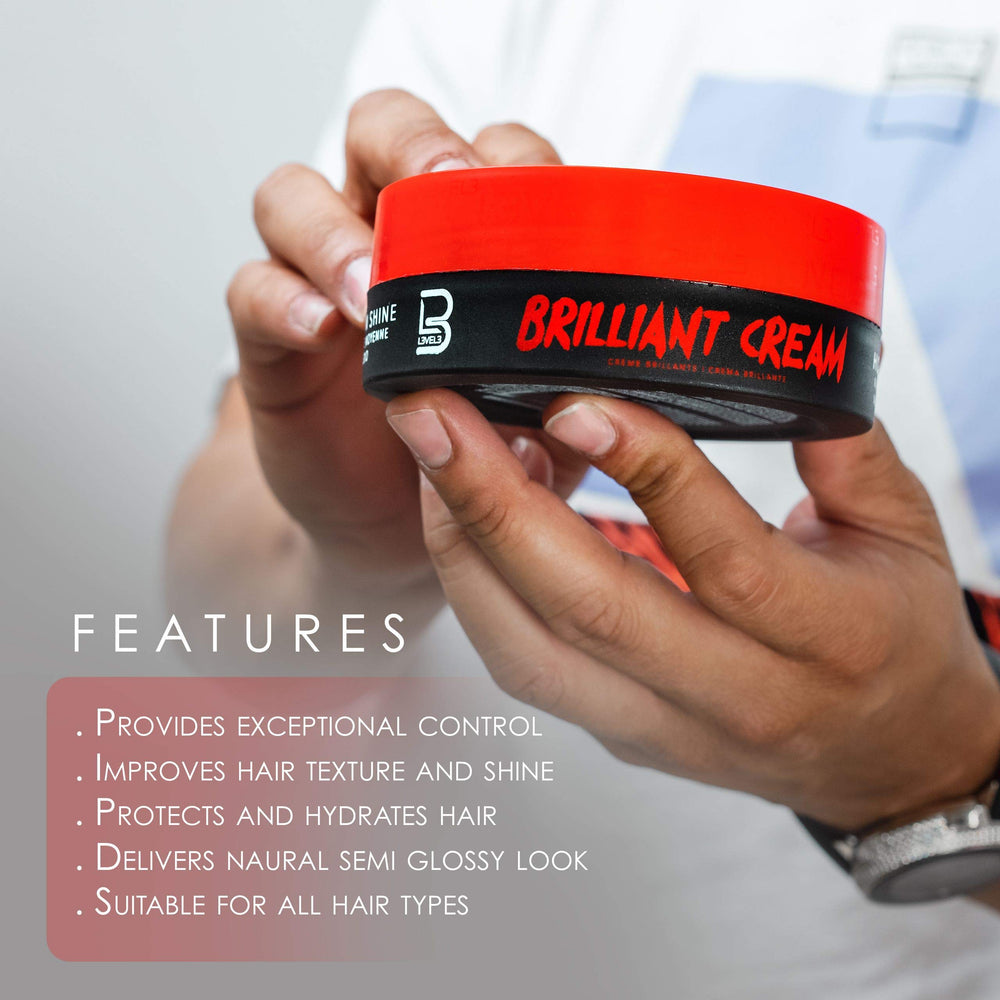 L3 cream being applied to damp hair for improved styling control