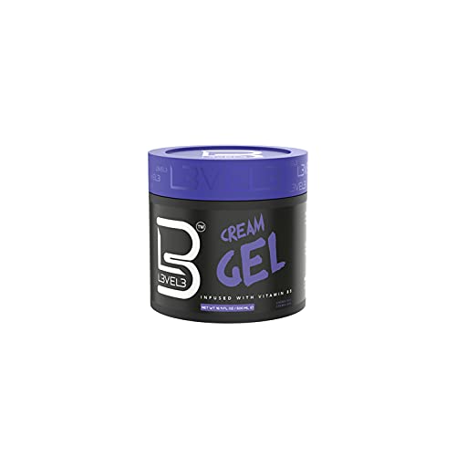 Close-up of L3 Level 3 Cream Gel label highlighting vitamins and product benefits