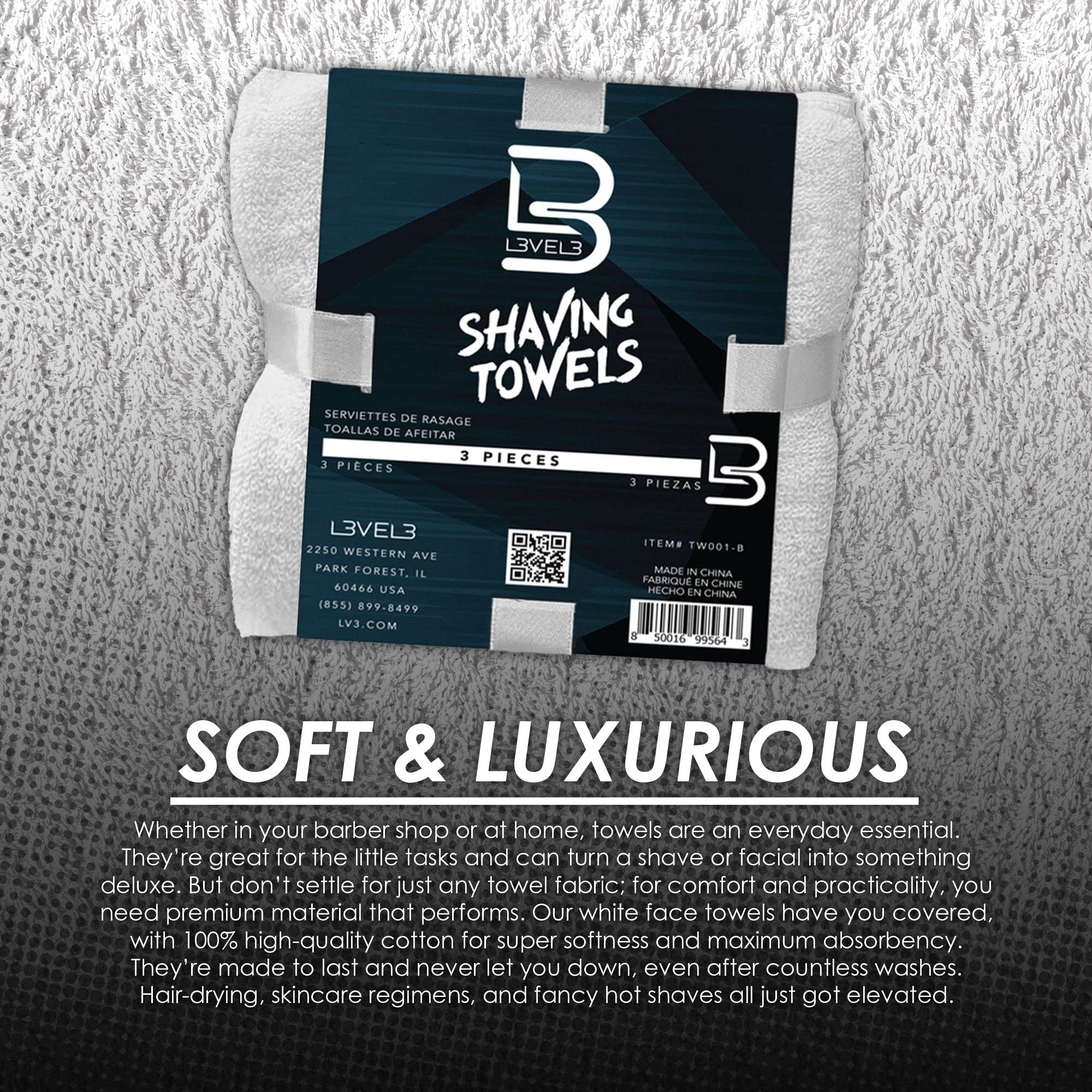L3 towel texture held in hand illustrating plush softness for facial comfort