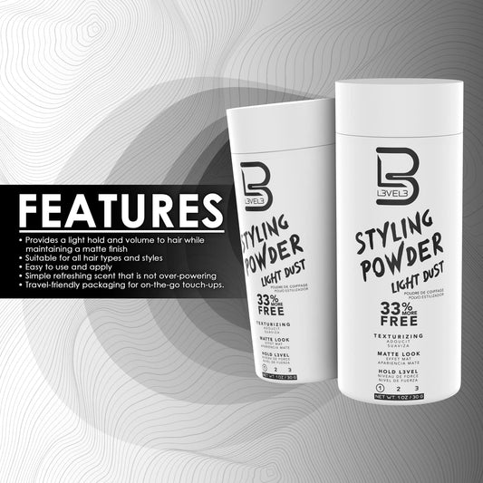 L3 Level 3 open jar revealing fine powder texture for natural volume