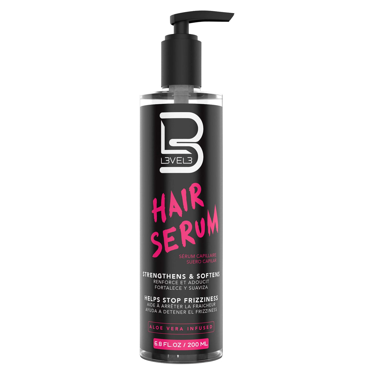 L3 bottle front view showing sleek packaging and smoothing serum benefits