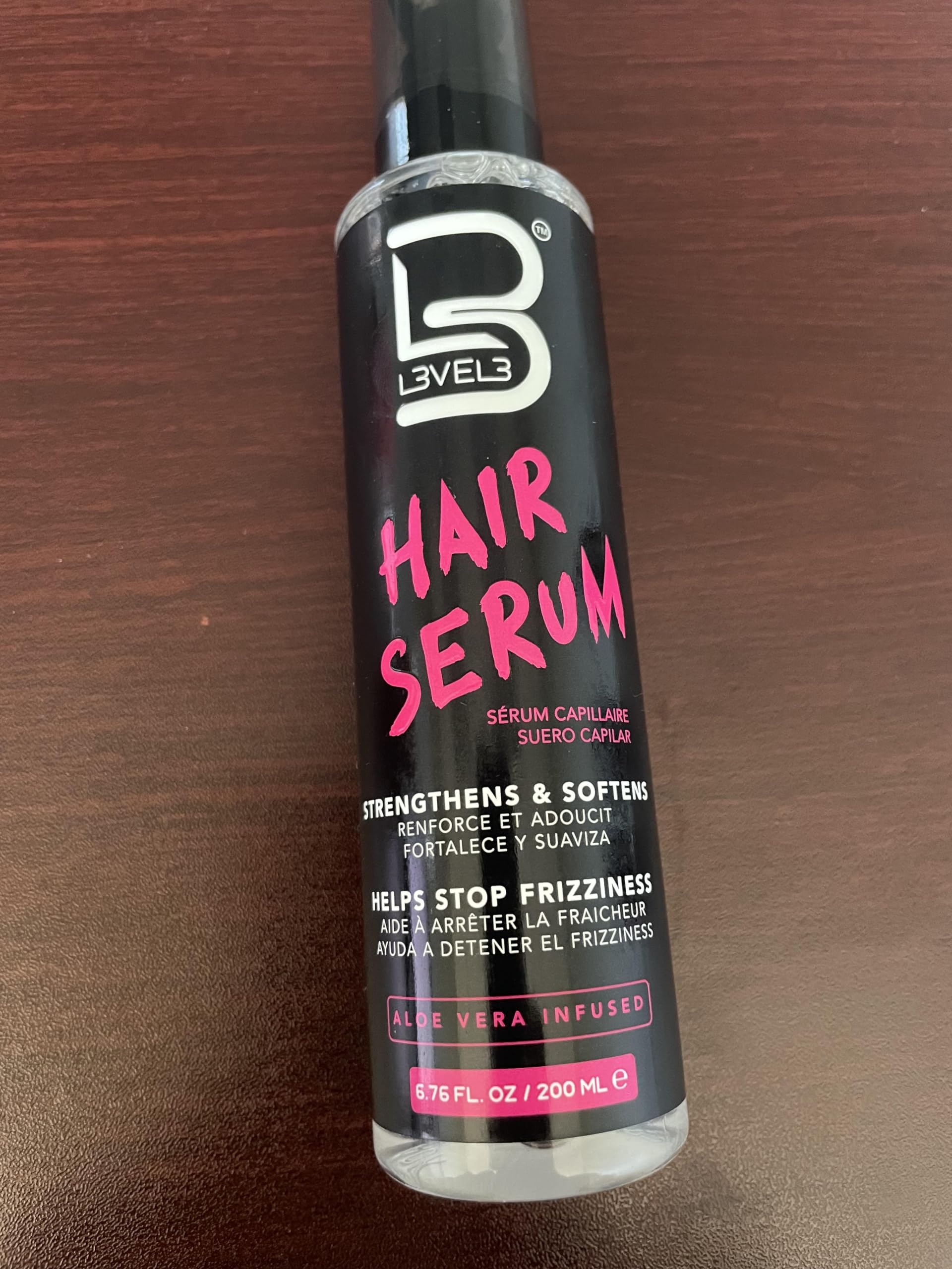 L3 serum on bathroom vanity in lifestyle scene for daily styling convenience
