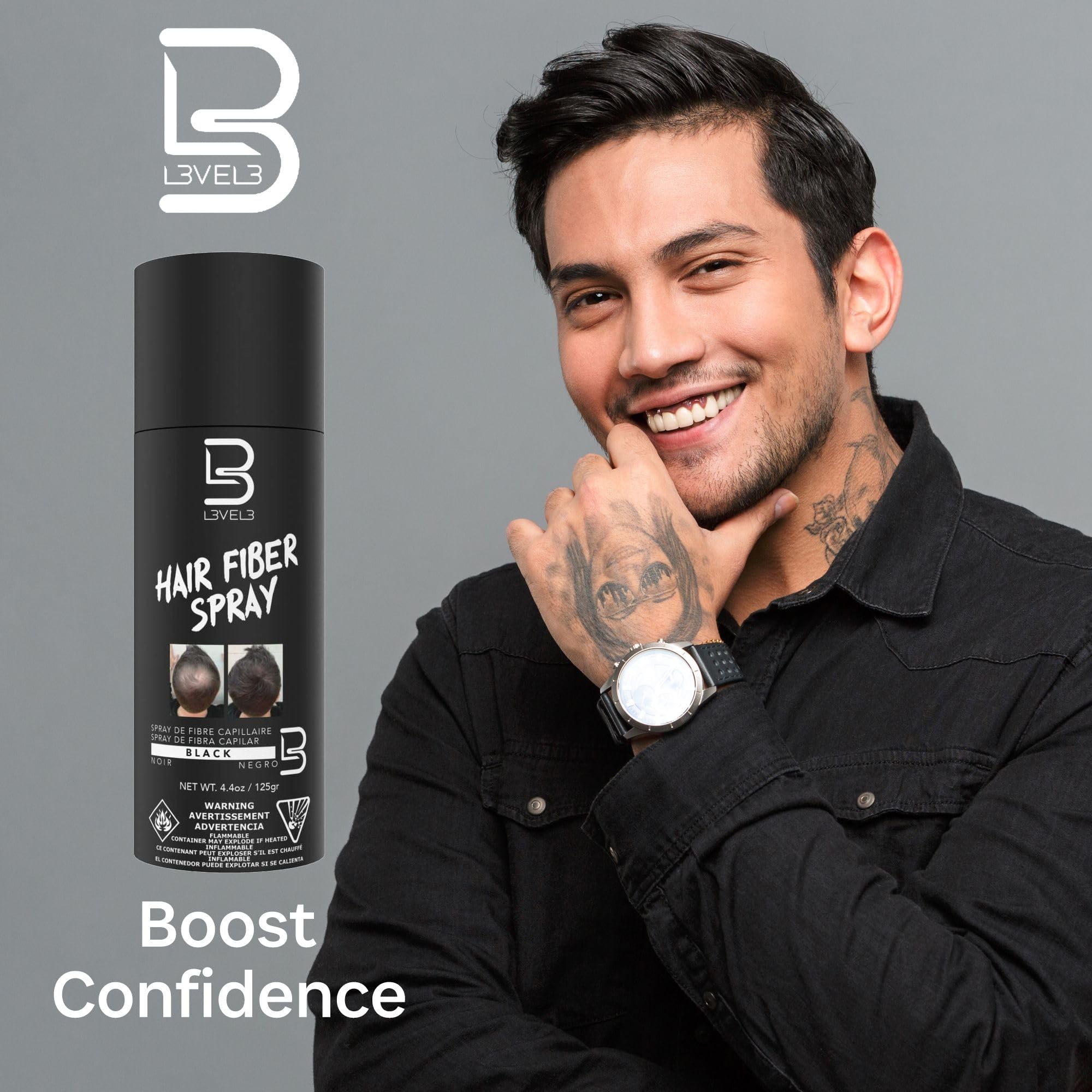 L3 Level 3 applied to beard patch creating fuller, uniform facial hair