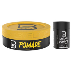 L3 pomade front view showing compact jar and sleek branding for easy storage