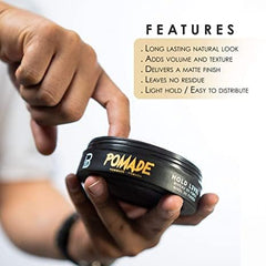 L3 pomade next to smartphone for scale showing small travel-friendly size