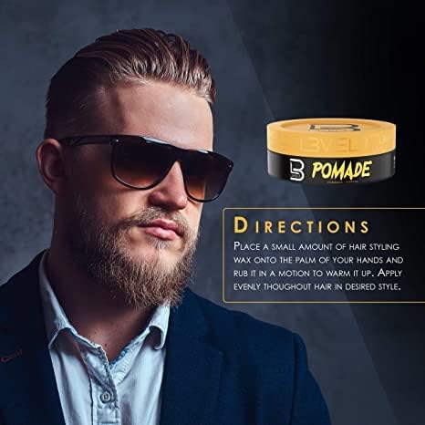 L3 pomade side label close-up highlighting keratin infusion and ingredient info