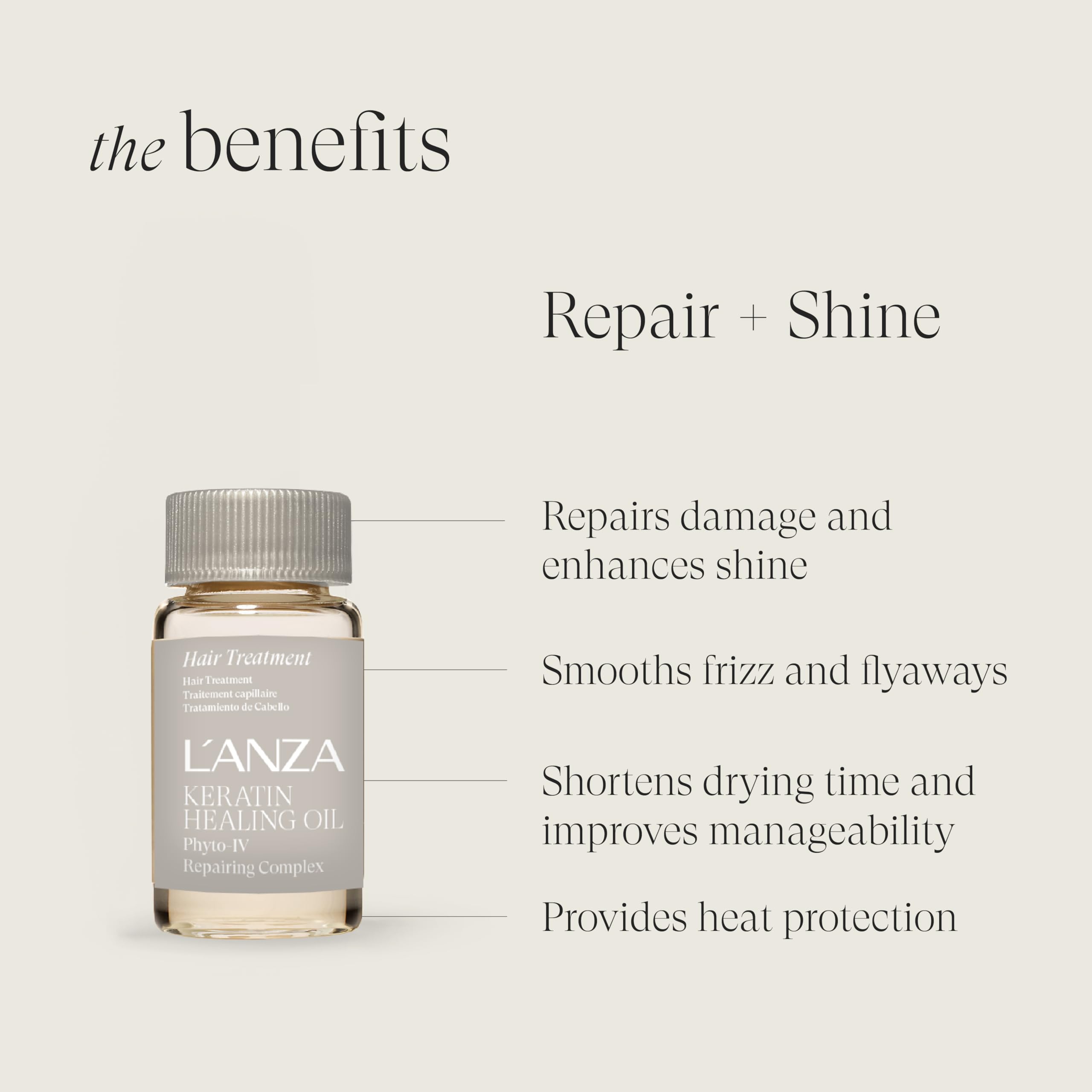 L'ANZA oil drops on palm showing lightweight texture and non-greasy finish