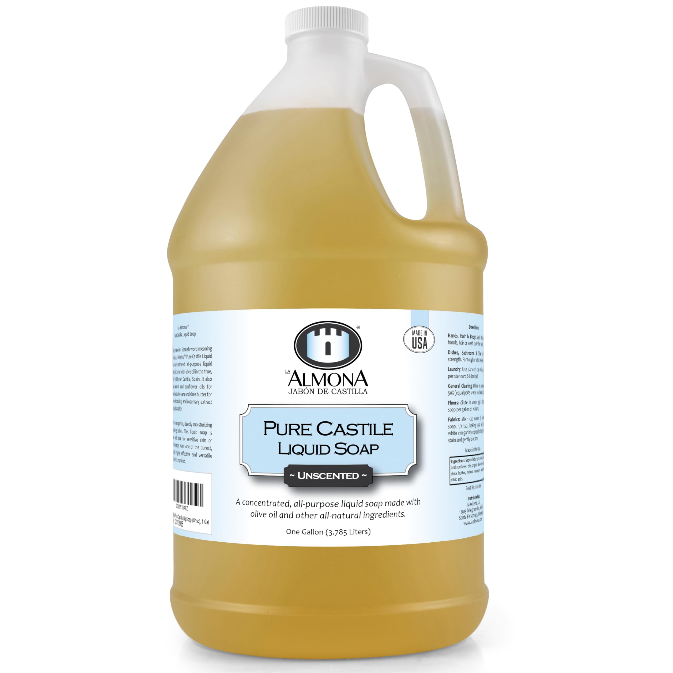 La Almona front label on one-gallon bottle showing product benefits
