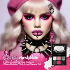 La Catrina palette beside compact mirror shows pocket-size travel convenience