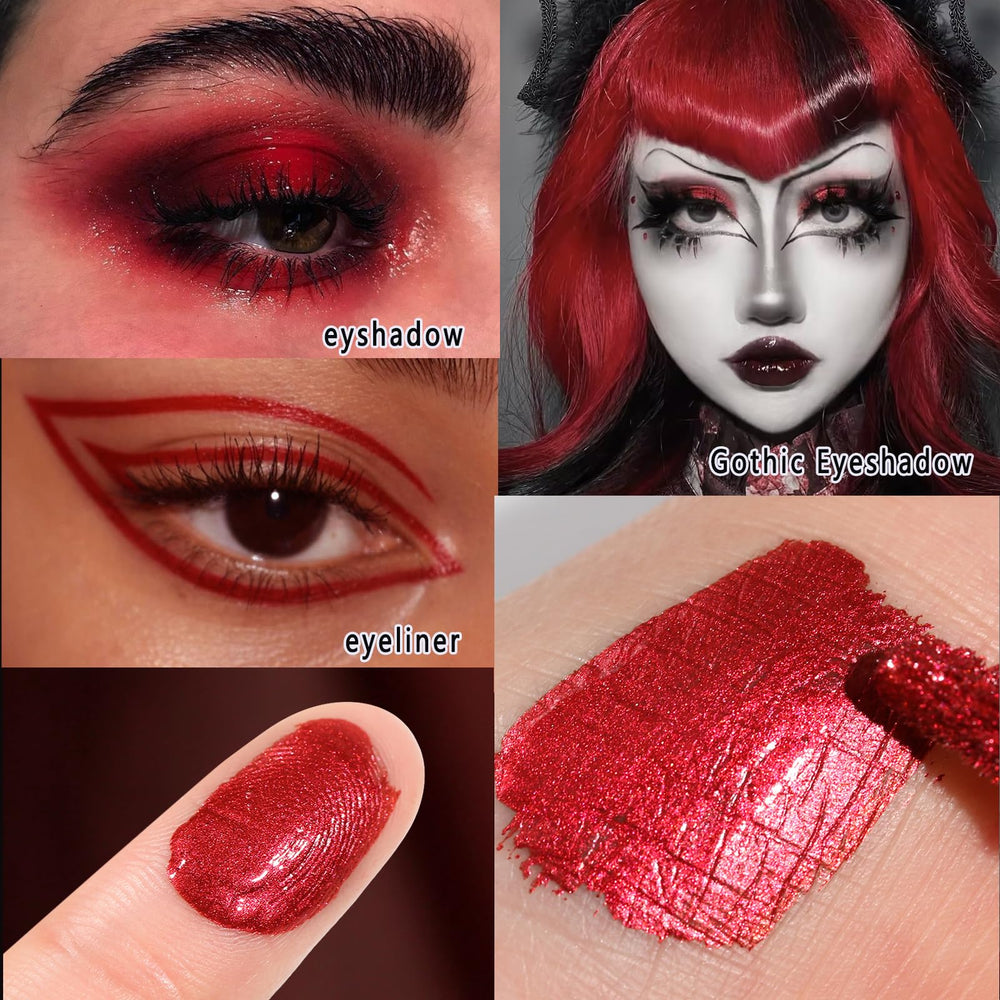 La Catrina texture swatch on arm revealing burgundy shimmer and benefit: high reflectivity