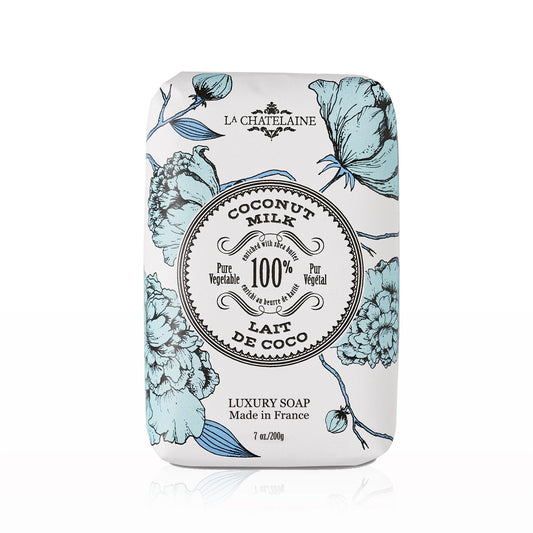 La Chatelaine front packaging showing elegant wrapped bar and provenance benefit