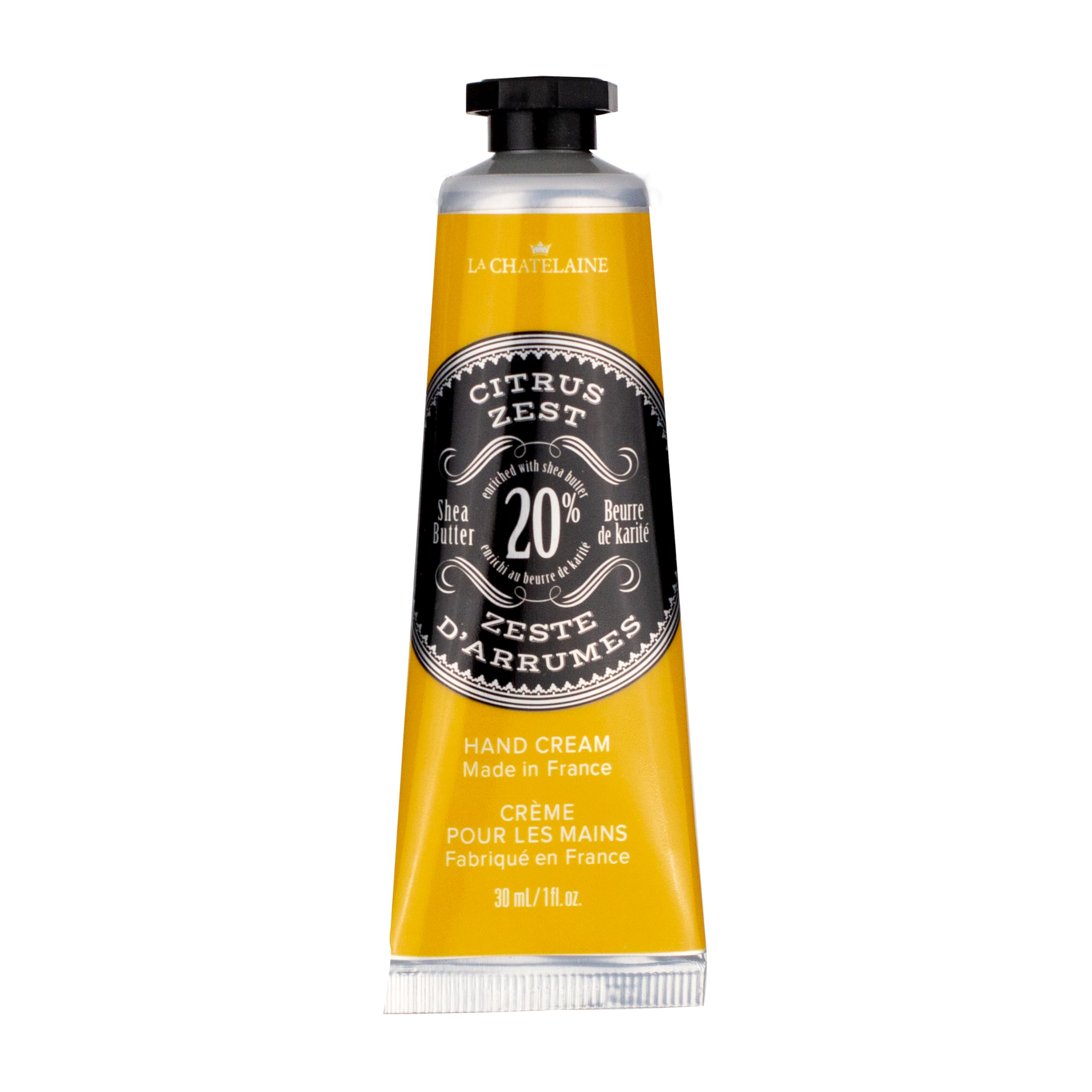 La Chatelaine front packaging showing tube and citrus scent benefit