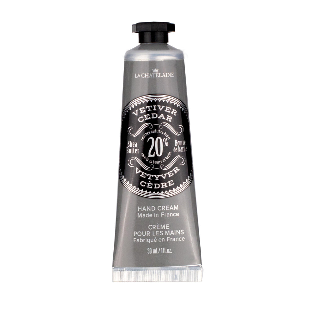 La Chatelaine front packaging showing vetiver cedar scent and benefits