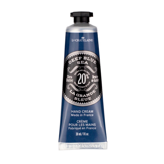 La Chatelaine front tube showing Deep Blue Sea label and travel convenience