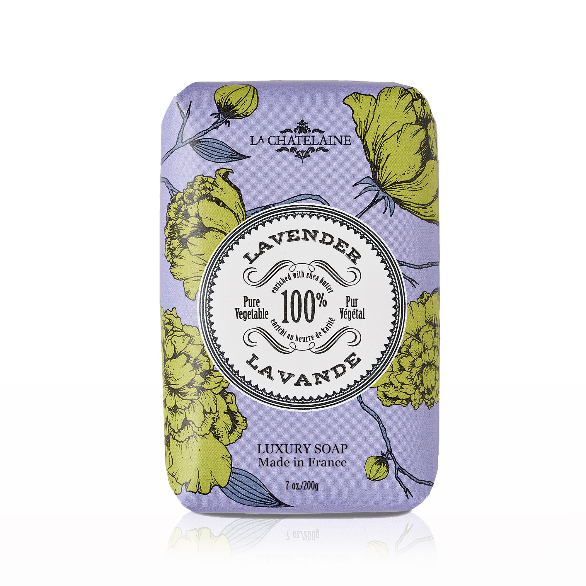 La Chatelaine front-wrapped 7 oz soap showcasing elegant packaging and gifting appeal
