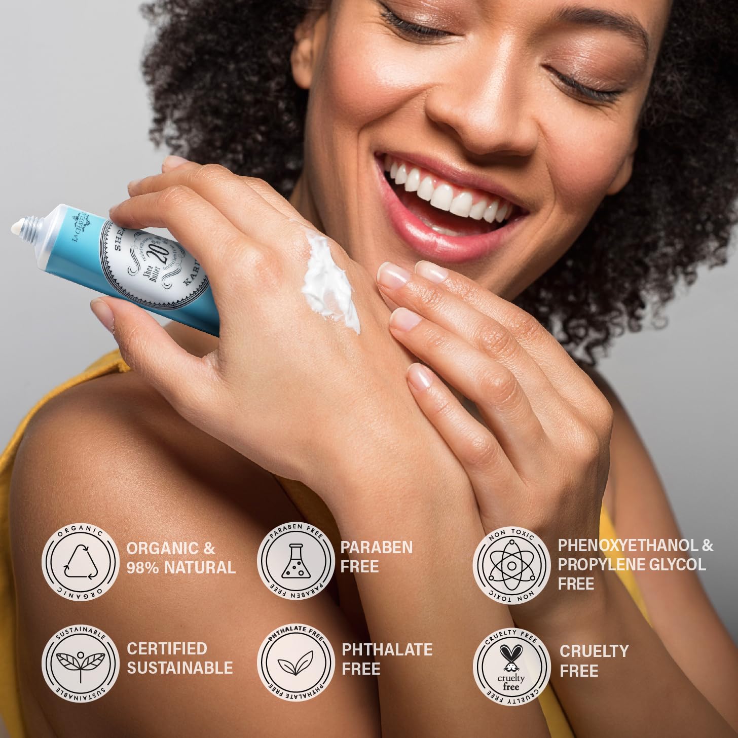La Chatelaine shea and argan ingredients arranged to highlight nourishing botanical benefits