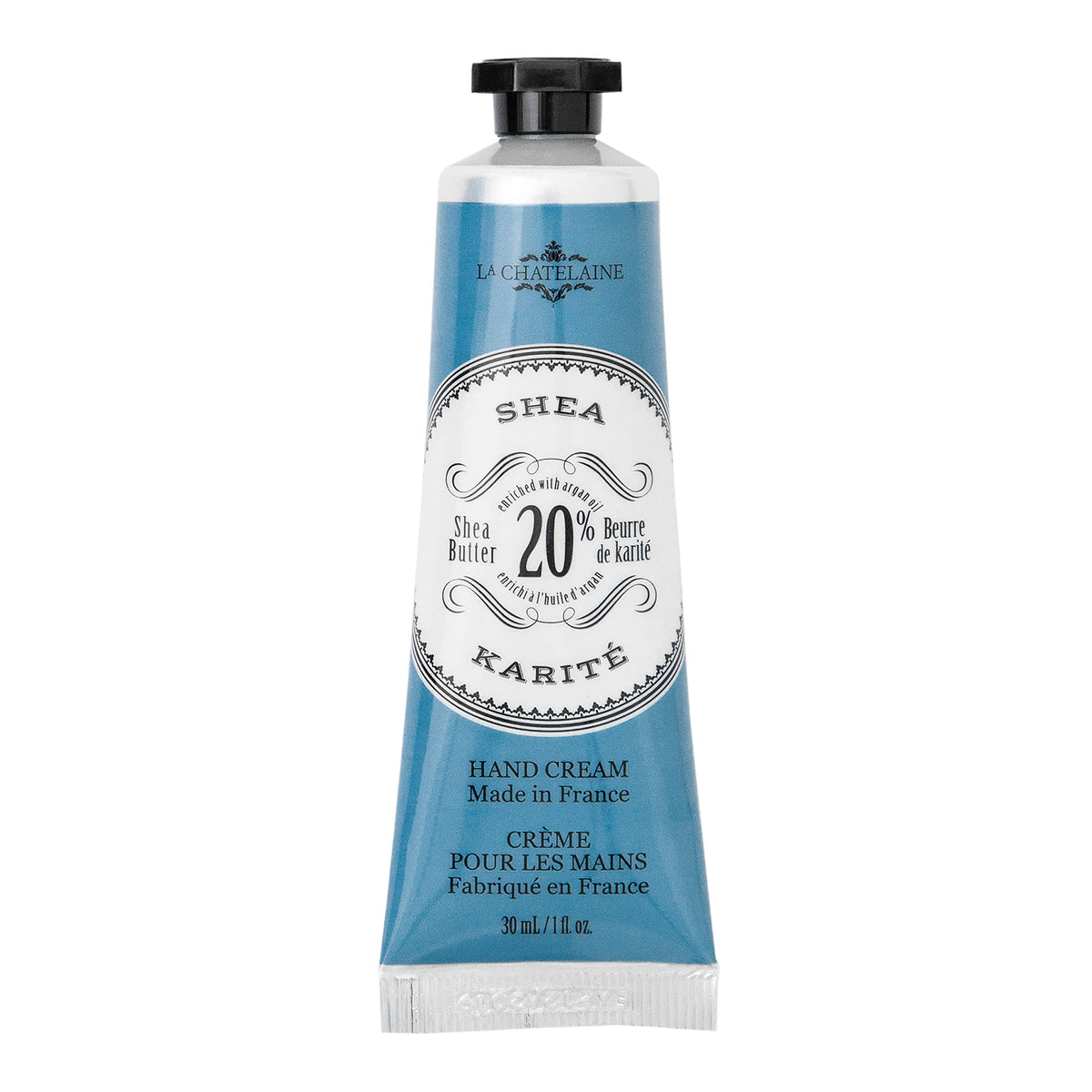 La Chatelaine front tube showing product name and elegant packaging benefit portability