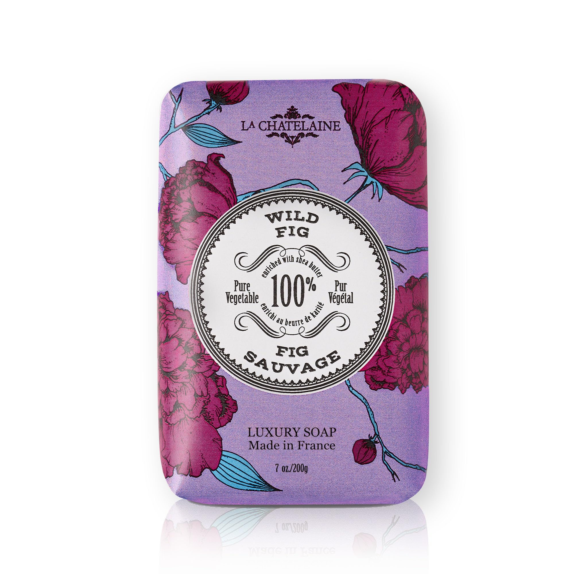 La Chatelaine wild fig front packaging showing elegant hand-wrapped gift presentation and authenticity