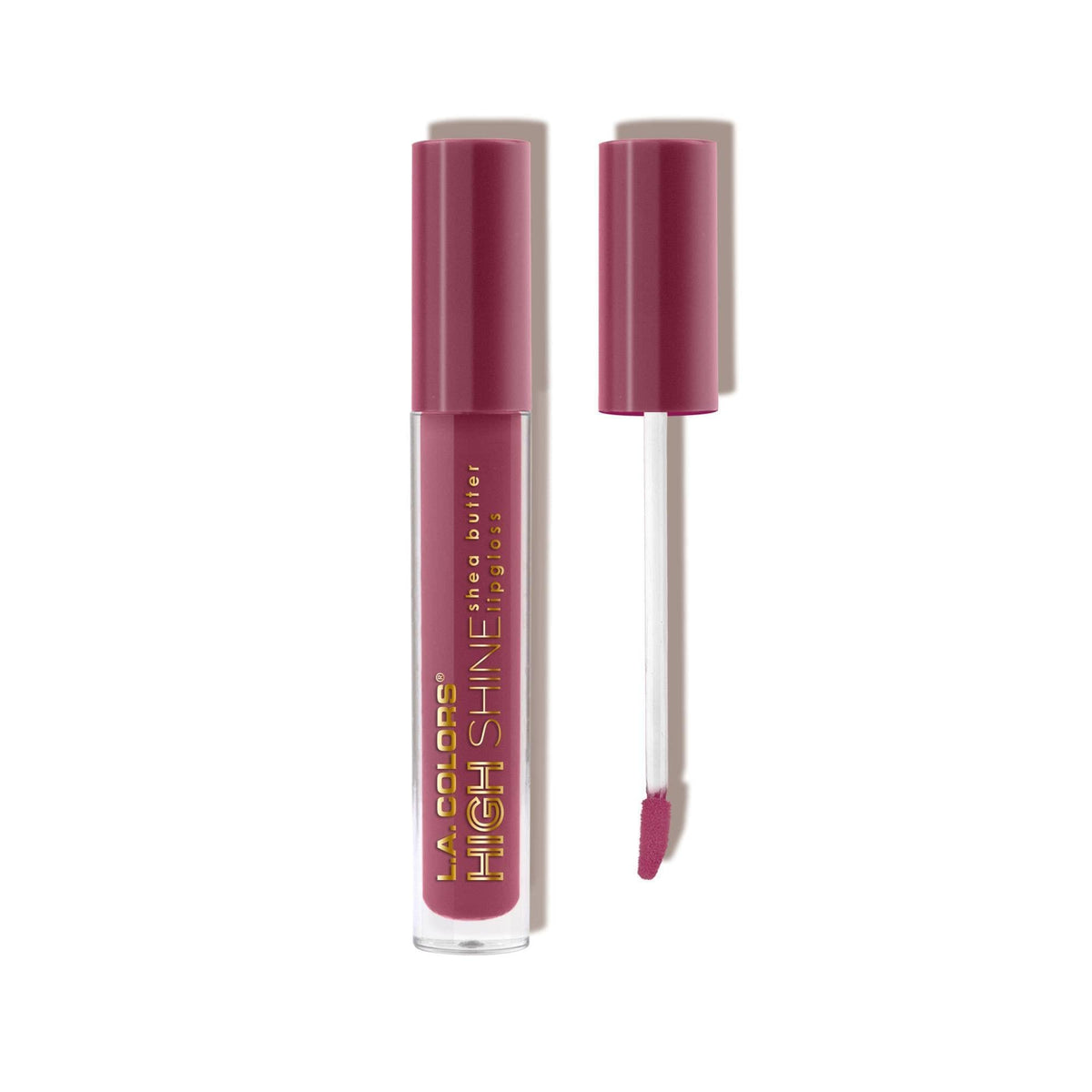 L.A. COLORS Bohemian lipgloss front packaging showing glossy color and applicator benefit