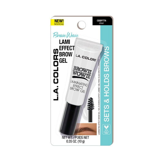 L.A. COLORS clear brow gel front packaging showing product and branding benefits